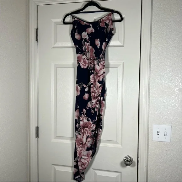 strapless open back dress Pink Multi Floral Tiered Maxi Dress - All Dresses